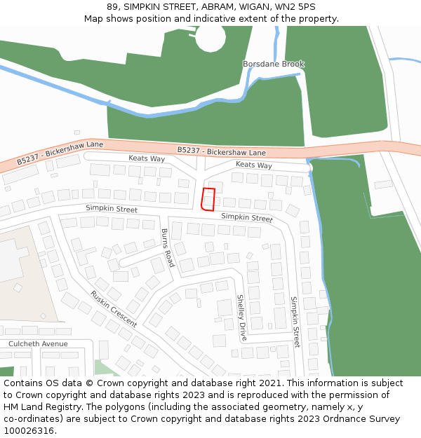 89, SIMPKIN STREET, ABRAM, WIGAN, WN2 5PS: Location map and indicative extent of plot