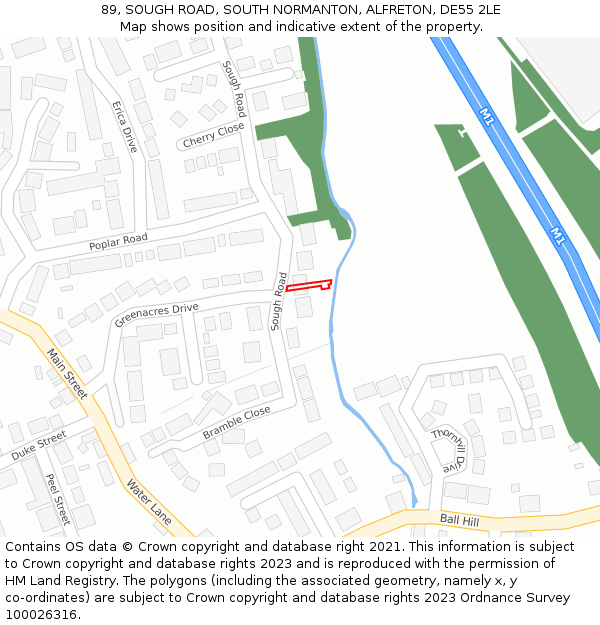 89, SOUGH ROAD, SOUTH NORMANTON, ALFRETON, DE55 2LE: Location map and indicative extent of plot