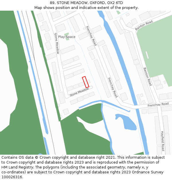 89, STONE MEADOW, OXFORD, OX2 6TD: Location map and indicative extent of plot