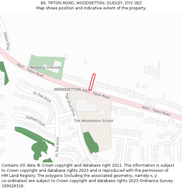 89, TIPTON ROAD, WOODSETTON, DUDLEY, DY3 1BZ: Location map and indicative extent of plot