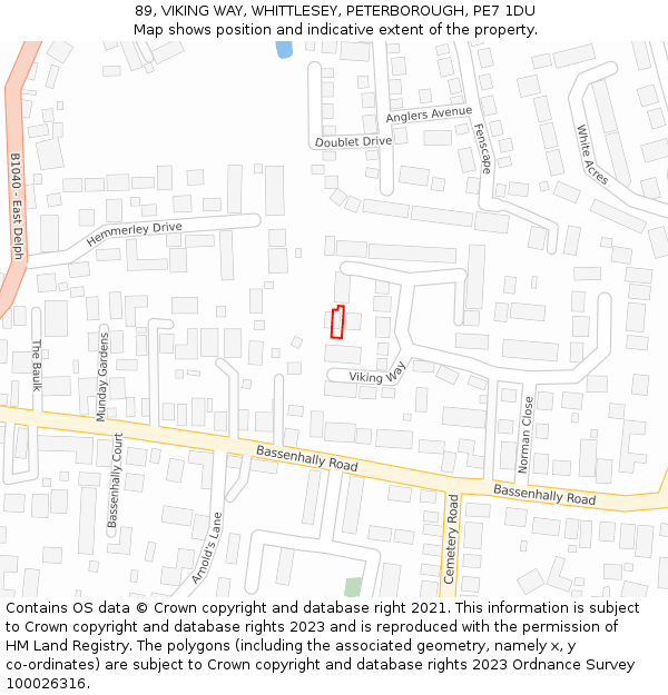 89, VIKING WAY, WHITTLESEY, PETERBOROUGH, PE7 1DU: Location map and indicative extent of plot