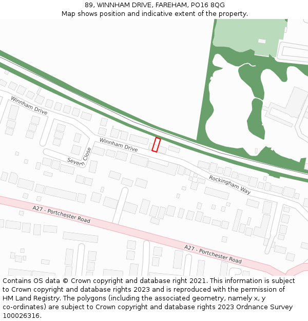 89, WINNHAM DRIVE, FAREHAM, PO16 8QG: Location map and indicative extent of plot