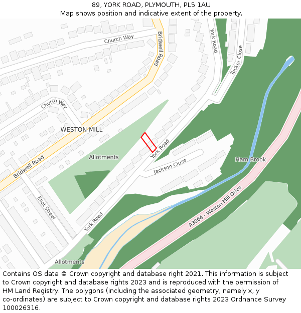 89, YORK ROAD, PLYMOUTH, PL5 1AU: Location map and indicative extent of plot