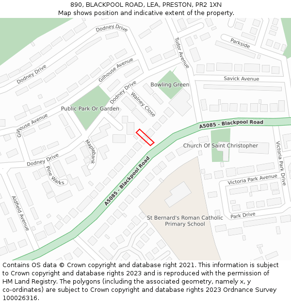 890, BLACKPOOL ROAD, LEA, PRESTON, PR2 1XN: Location map and indicative extent of plot