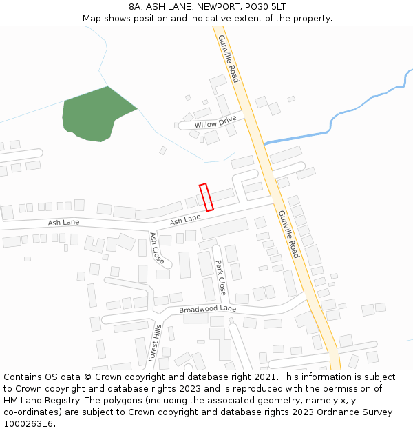 8A, ASH LANE, NEWPORT, PO30 5LT: Location map and indicative extent of plot