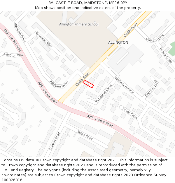 8A, CASTLE ROAD, MAIDSTONE, ME16 0PY: Location map and indicative extent of plot