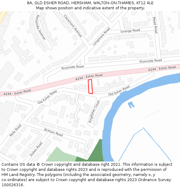 8A, OLD ESHER ROAD, HERSHAM, WALTON-ON-THAMES, KT12 4LE: Location map and indicative extent of plot