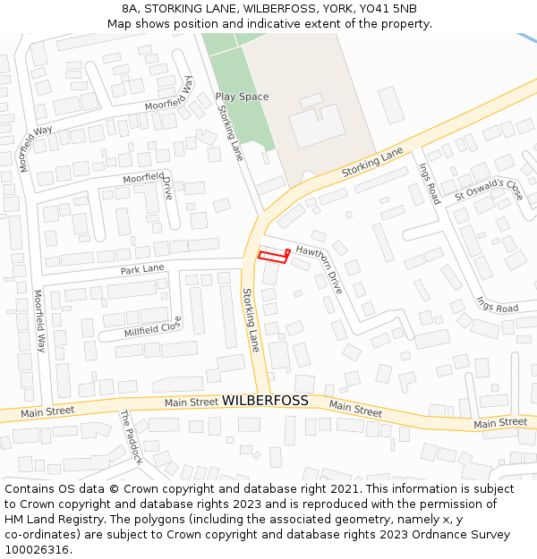 8A, STORKING LANE, WILBERFOSS, YORK, YO41 5NB: Location map and indicative extent of plot