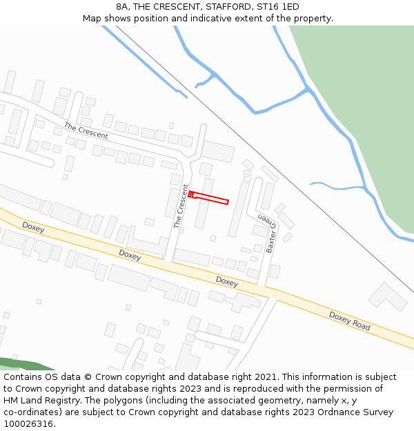 8A, THE CRESCENT, STAFFORD, ST16 1ED: Location map and indicative extent of plot