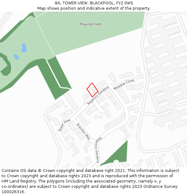 8A, TOWER VIEW, BLACKPOOL, FY2 0WS: Location map and indicative extent of plot