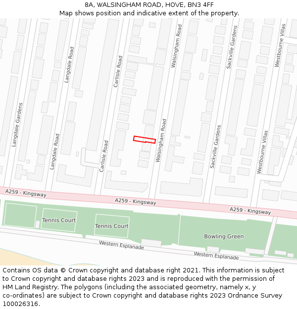 8A, WALSINGHAM ROAD, HOVE, BN3 4FF: Location map and indicative extent of plot