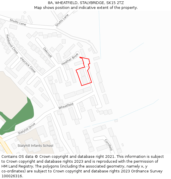 8A, WHEATFIELD, STALYBRIDGE, SK15 2TZ: Location map and indicative extent of plot