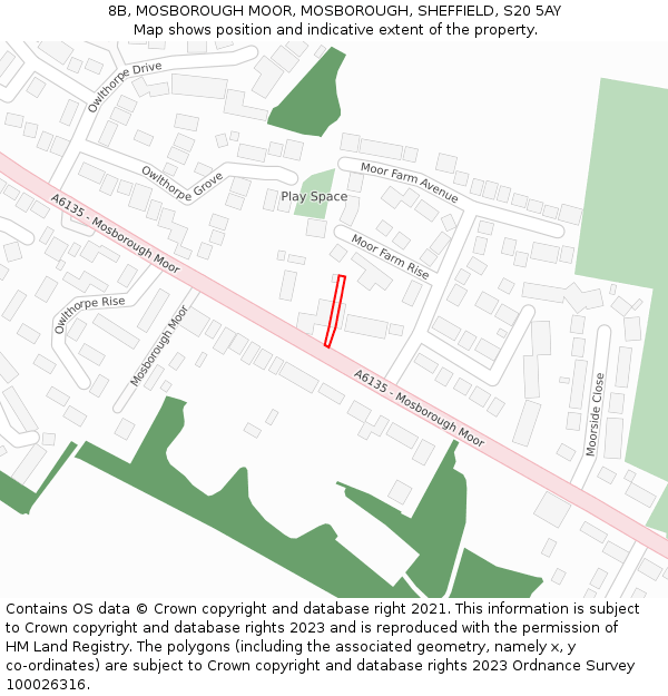 8B, MOSBOROUGH MOOR, MOSBOROUGH, SHEFFIELD, S20 5AY: Location map and indicative extent of plot