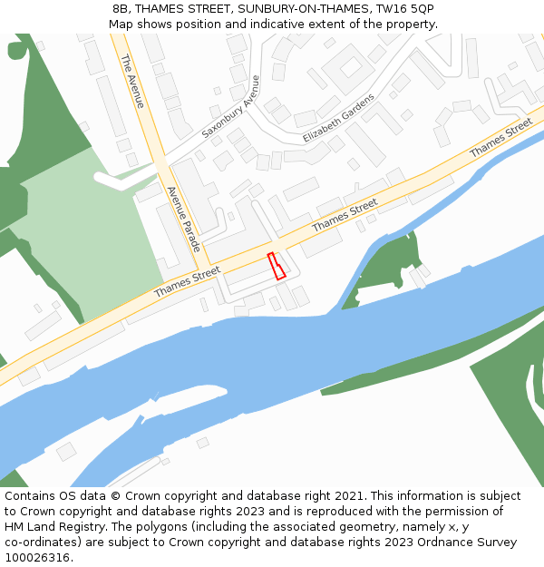 8B, THAMES STREET, SUNBURY-ON-THAMES, TW16 5QP: Location map and indicative extent of plot