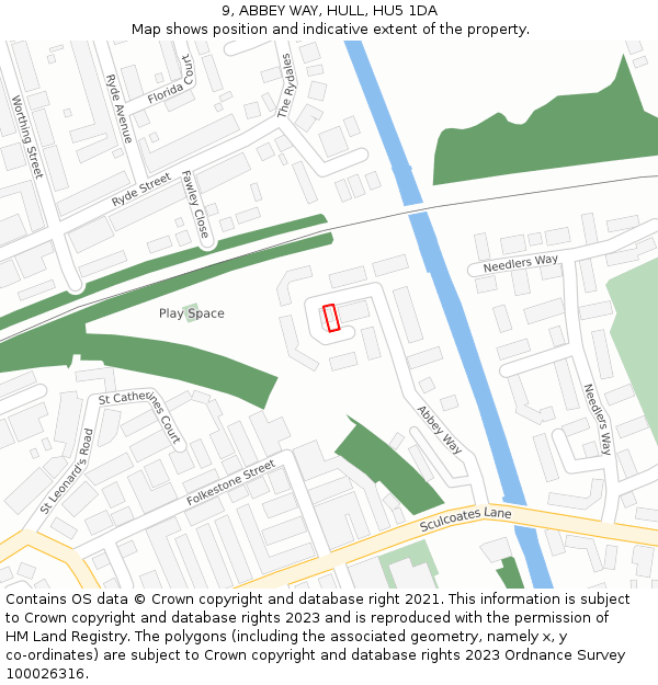 9, ABBEY WAY, HULL, HU5 1DA: Location map and indicative extent of plot