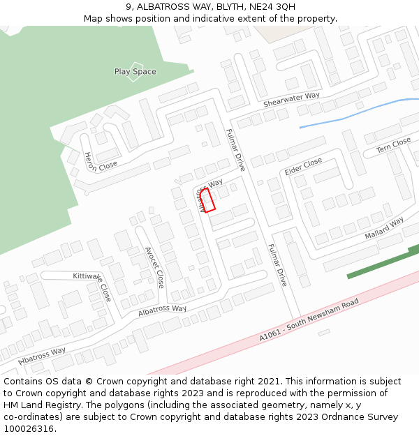 9, ALBATROSS WAY, BLYTH, NE24 3QH: Location map and indicative extent of plot