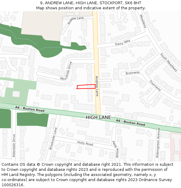 9, ANDREW LANE, HIGH LANE, STOCKPORT, SK6 8HT: Location map and indicative extent of plot