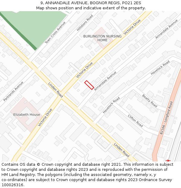 9, ANNANDALE AVENUE, BOGNOR REGIS, PO21 2ES: Location map and indicative extent of plot