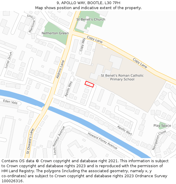 9, APOLLO WAY, BOOTLE, L30 7PH: Location map and indicative extent of plot