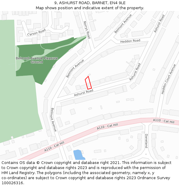 9, ASHURST ROAD, BARNET, EN4 9LE: Location map and indicative extent of plot