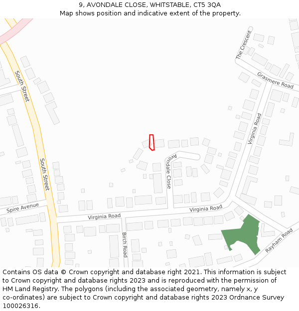 9, AVONDALE CLOSE, WHITSTABLE, CT5 3QA: Location map and indicative extent of plot