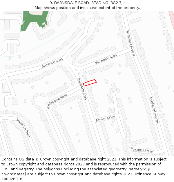 9, BARNSDALE ROAD, READING, RG2 7JH: Location map and indicative extent of plot