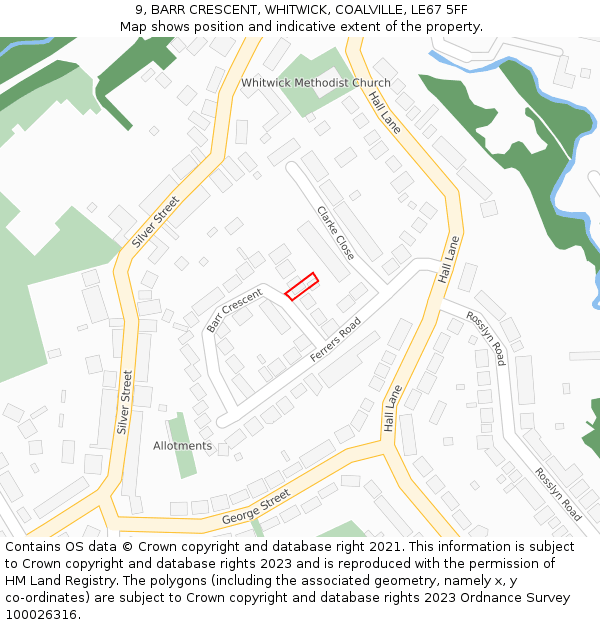 9, BARR CRESCENT, WHITWICK, COALVILLE, LE67 5FF: Location map and indicative extent of plot