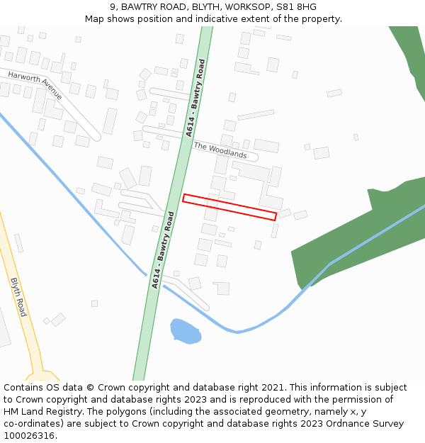 9, BAWTRY ROAD, BLYTH, WORKSOP, S81 8HG: Location map and indicative extent of plot