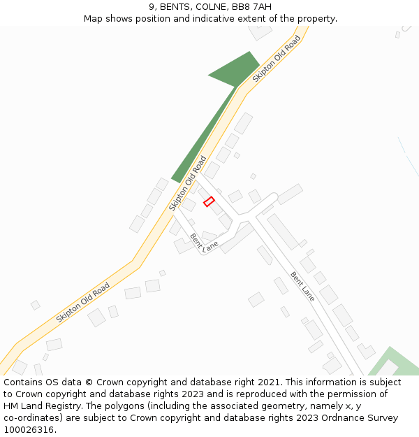 9, BENTS, COLNE, BB8 7AH: Location map and indicative extent of plot