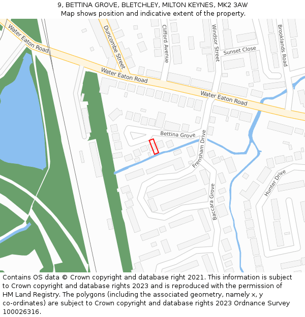 9, BETTINA GROVE, BLETCHLEY, MILTON KEYNES, MK2 3AW: Location map and indicative extent of plot