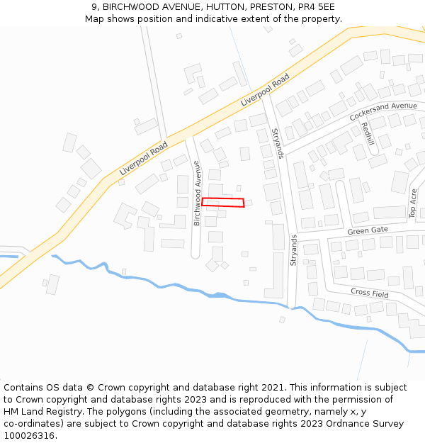 9, BIRCHWOOD AVENUE, HUTTON, PRESTON, PR4 5EE: Location map and indicative extent of plot