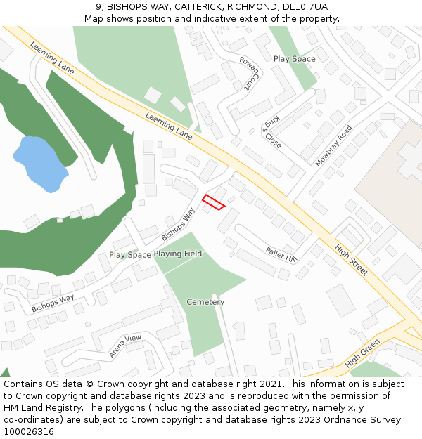 9, BISHOPS WAY, CATTERICK, RICHMOND, DL10 7UA: Location map and indicative extent of plot