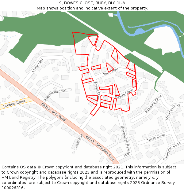 9, BOWES CLOSE, BURY, BL8 1UA: Location map and indicative extent of plot