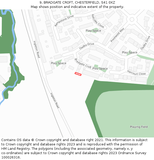 9, BRADGATE CROFT, CHESTERFIELD, S41 0XZ: Location map and indicative extent of plot