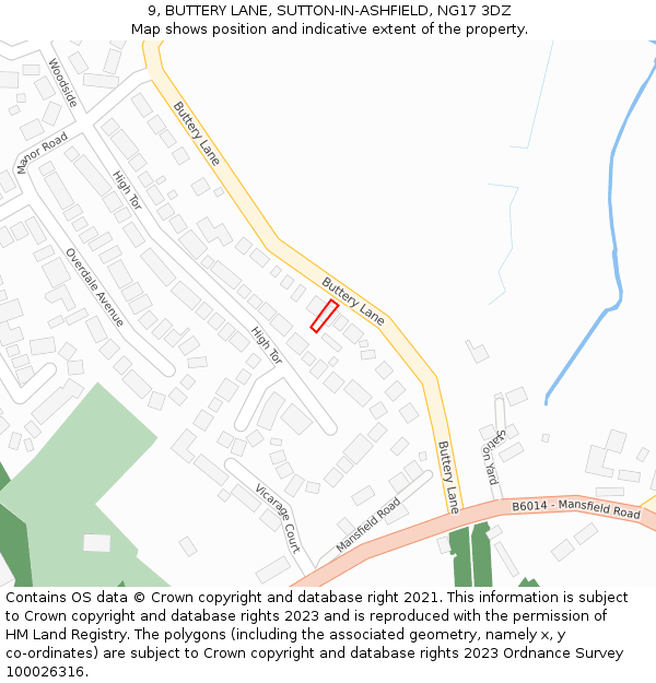 9, BUTTERY LANE, SUTTON-IN-ASHFIELD, NG17 3DZ: Location map and indicative extent of plot