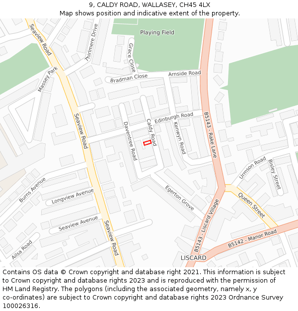 9, CALDY ROAD, WALLASEY, CH45 4LX: Location map and indicative extent of plot