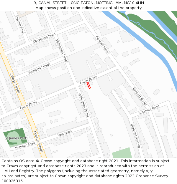 9, CANAL STREET, LONG EATON, NOTTINGHAM, NG10 4HN: Location map and indicative extent of plot