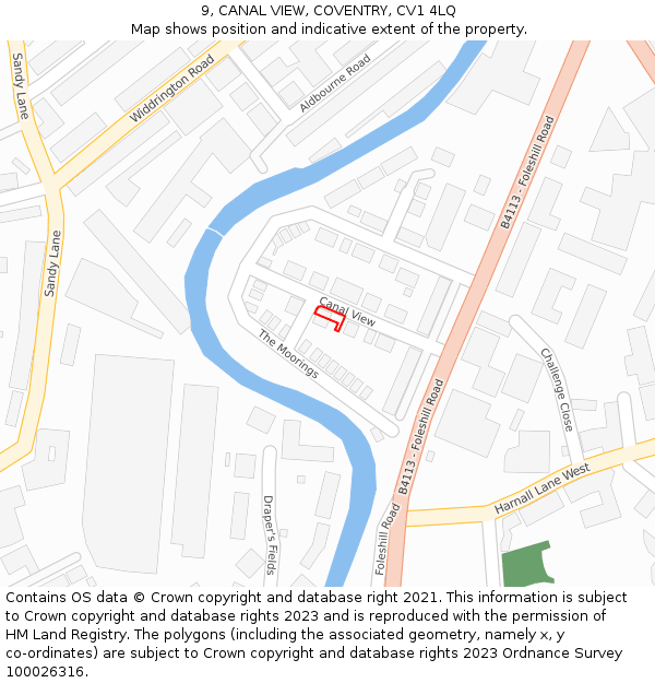 9, CANAL VIEW, COVENTRY, CV1 4LQ: Location map and indicative extent of plot