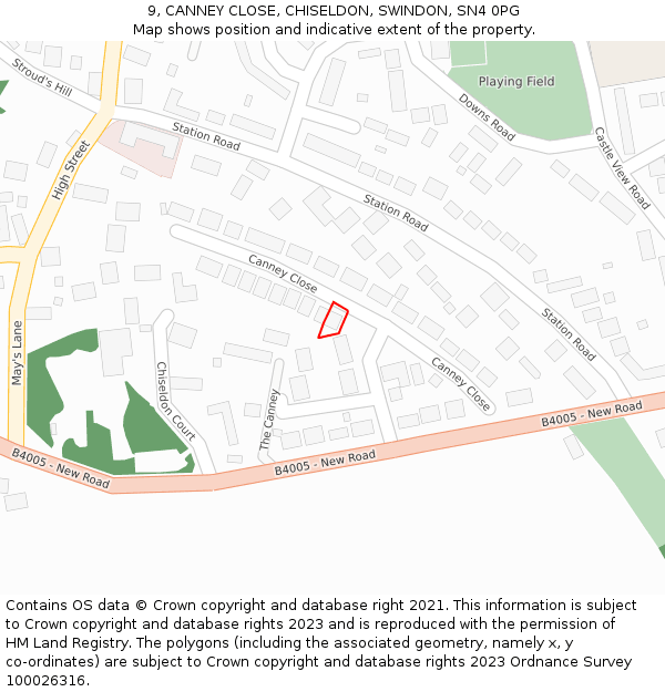 9, CANNEY CLOSE, CHISELDON, SWINDON, SN4 0PG: Location map and indicative extent of plot