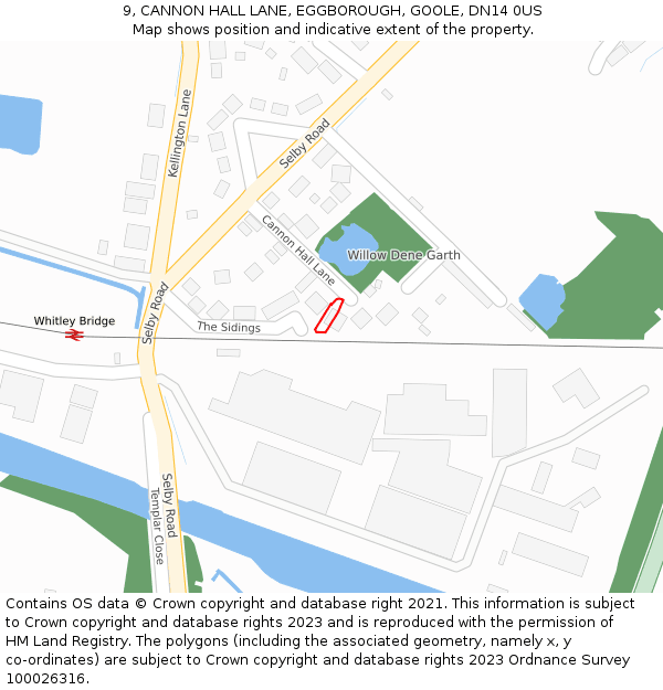 9, CANNON HALL LANE, EGGBOROUGH, GOOLE, DN14 0US: Location map and indicative extent of plot