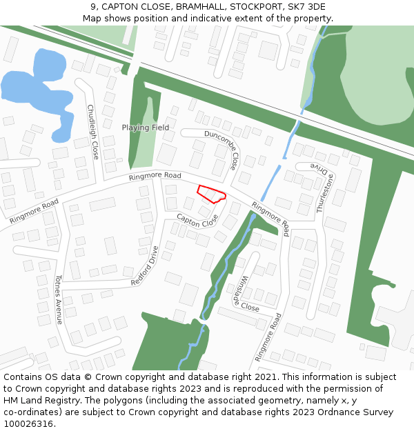 9, CAPTON CLOSE, BRAMHALL, STOCKPORT, SK7 3DE: Location map and indicative extent of plot