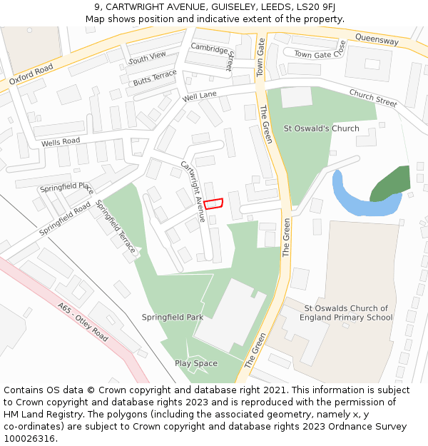 9, CARTWRIGHT AVENUE, GUISELEY, LEEDS, LS20 9FJ: Location map and indicative extent of plot