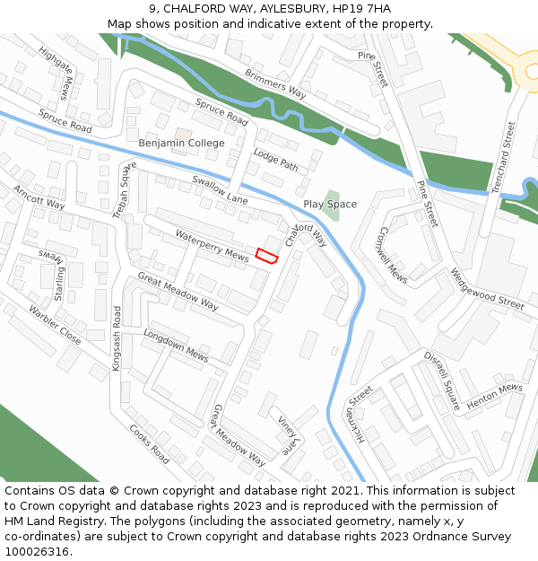 9, CHALFORD WAY, AYLESBURY, HP19 7HA: Location map and indicative extent of plot