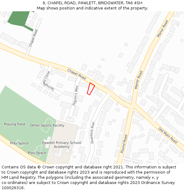 9, CHAPEL ROAD, PAWLETT, BRIDGWATER, TA6 4SH: Location map and indicative extent of plot