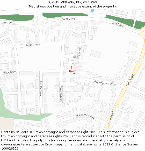9, CHELMER WAY, ELY, CB6 2WS: Location map and indicative extent of plot