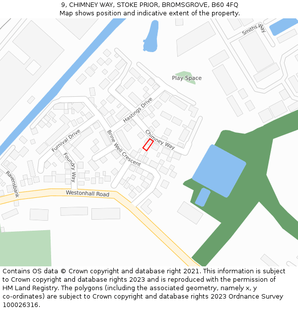 9, CHIMNEY WAY, STOKE PRIOR, BROMSGROVE, B60 4FQ: Location map and indicative extent of plot