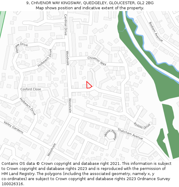 9, CHIVENOR WAY KINGSWAY, QUEDGELEY, GLOUCESTER, GL2 2BG: Location map and indicative extent of plot