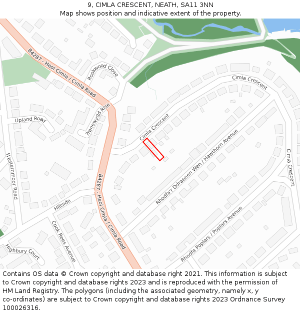 9, CIMLA CRESCENT, NEATH, SA11 3NN: Location map and indicative extent of plot