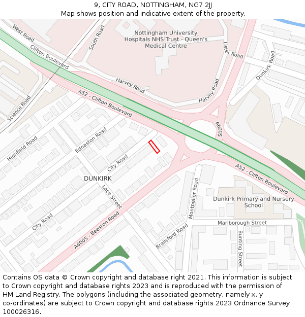 9, CITY ROAD, NOTTINGHAM, NG7 2JJ: Location map and indicative extent of plot