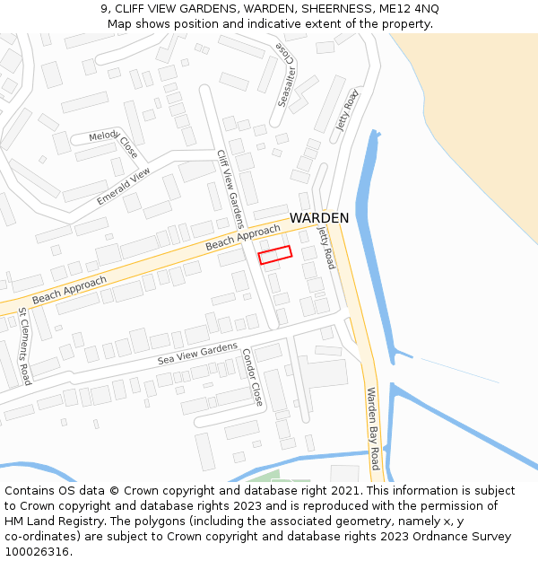 9, CLIFF VIEW GARDENS, WARDEN, SHEERNESS, ME12 4NQ: Location map and indicative extent of plot